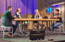 Foto van opname Tjipcast op de Onderwijsdagen