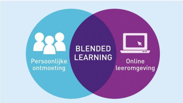 3 cirkels met overlap: blended leren.