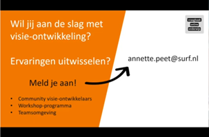 aanmelden voor de community kan door te mailen naar annette.peet@surf.nl