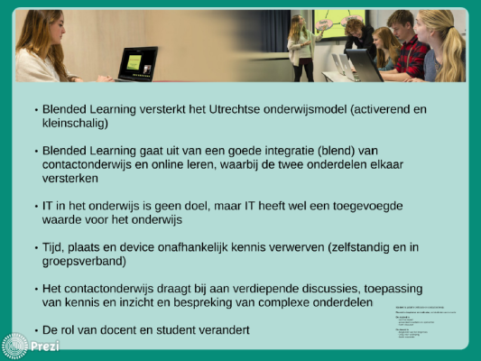 Slide met info over blended learning