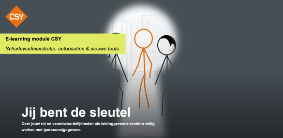 je ziet drie stokfiguren door een sleutelgat met de tekst  'Jij bent de sleutel'