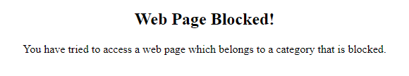 Webpagina van Fortinet die aangeeft dat het domein geblokkeerd is.