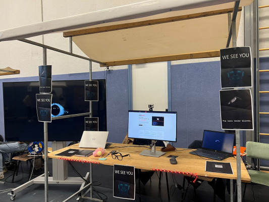 A stand, setup by the Dark Tech Studio students to demo and receive early feedback 