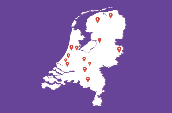 A map of the Netherlands and tour spots