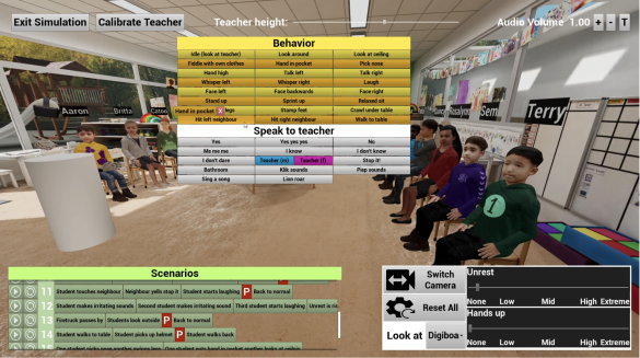 Gedragingen kunnen per kleuter aan- of uitgezet worden door de docent in de VR kleuterklas