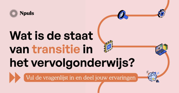 De tekst 'staat van transitie' op een afbeelding met een getekende weg.