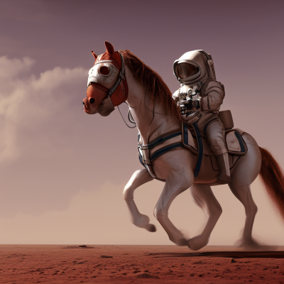Door AI gegenereerde afbeelding op basis van de input "an astronaut riding a horse on mars"