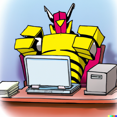 transformer achter laptop