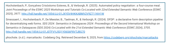 Figure 4. The claimbot added metadata about the research contribution to the personal contribution list of the researcher.