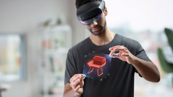 Promotional image of the Microsoft HoloLens 2 mixed reality headset (Credit: Microsoft)