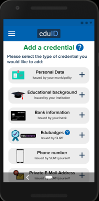 Illustration of a screen to add credentials (similar to the one in IRMA)