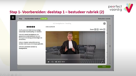 Studenten bestuderen rubriek en kijken video