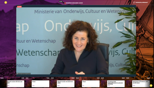 Minister van Engelshoven tijdens de SURF Onderwijsdagen 2020