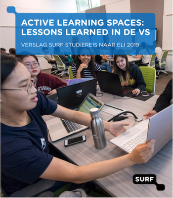 Voorkant rapport Active learning spaces: lessons learned in de VS, Verslag SURF studiereis naar ELI 2019
