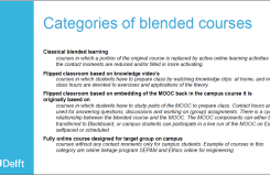 Slide met categorieën van blended courses