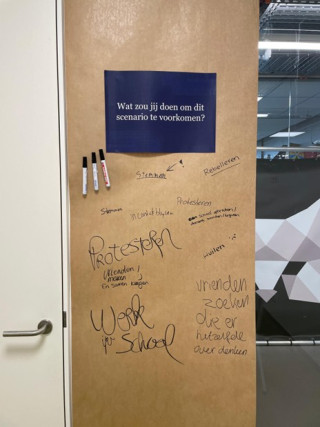 Een rol bruin papier waarop verschillende ideeën staan om deze realiteit te voorkomen.