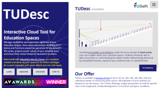 TUDesc landingspagina: Interactive Cloud Tool for Education Spaces