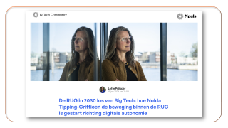 Npuls EdTech Community| 13 januari 2026 |De RUG in 2030 los van Big Tech: hoe Nolda Tipping-Griffioen de beweging binnen de RUG is gestart richting digitale autonomie