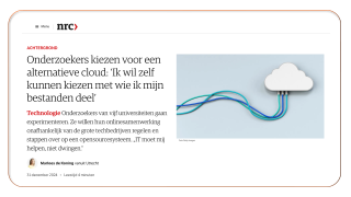 NRC| 31 december 2024| Onderzoekers kiezen voor een alternatieve cloud: 'k wil zelf kunnen kiezen met wie ik mijn bestanden deel'